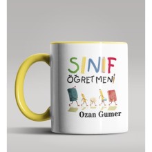 Kişiye Özel Sınıf Öğretmeni Tasarımlı Sarı Renk Kupa Bardak 11