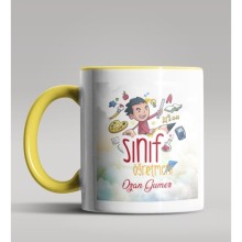 Kişiye Özel Sınıf Öğretmeni Tasarımlı Sarı Renk Kupa Bardak 8