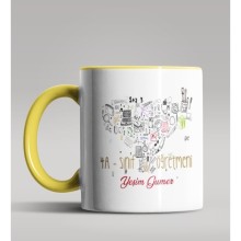 Kişiye Özel X Sınıf Öğretmeni Tasarımlı Sarı Renk Kupa Bardak