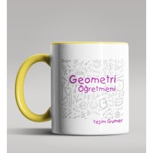 Kişiye Özel Geometri Öğretmeni Tasarımlı Sarı Renk Kupa Bardak 2