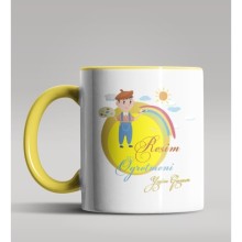 Kişiye Özel Resim Öğretmeni Tasarımlı Sarı Renk Kupa Bardak 5