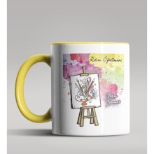 Kişiye Özel Resim Öğretmeni Tasarımlı Sarı Renk Kupa Bardak 2