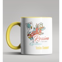 Kişiye Özel Resim Öğretmeni Tasarımlı Sarı Renk Kupa Bardak