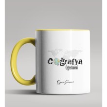 Kişiye Özel Coğrafya Öğretmeni Tasarımlı Sarı Renk Kupa Bardak 6