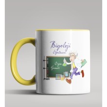 Kişiye Özel Biyoloji Öğretmeni Tasarımlı Sarı Renk Kupa Bardak 4