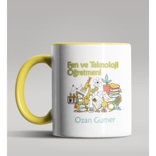 Kişiye Özel Fen ve Teknoloji Öğretmeni Tasarımlı Sarı Renk Kupa