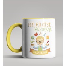 Kişiye Özel Fen Bilgisi Öğretmeni Tasarımlı Sarı Renk Kupa 5