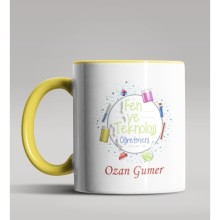 Kişiye Özel Fen ve Teknoloji Öğretmeni Tasarımlı Sarı Renk Kupa