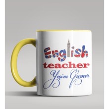 Kişiye Özel İngilizce Öğretmeni Tasarım Sarı Renk Kupa Bardak 2