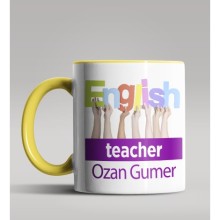 Kişiye Özel İngilizce Öğretmeni Tasarımlı Sarı Renk Kupa Bardak