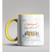 Kişiye Özel Edebiyat Öğretmeni Tasarımlı Sarı Renk Kupa 2