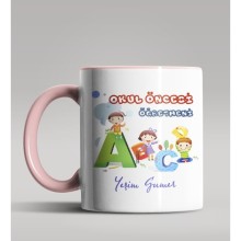 Kişiye Özel Okul Öncesi Öğretmeni Tasarımlı Pembe Renk Kupa 4