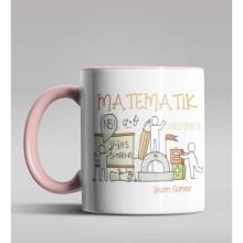 Kişiye Özel Matematik Öğretmeni Tasarımlı Pembe Renk Kupa 16