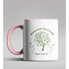 Kişiye Özel Matematik Öğretmeni Tasarımlı Pembe Renk Kupa 14