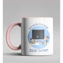Kişiye Özel Matematik Öğretmeni Tasarımlı Pembe Renk Kupa 13