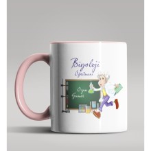 Kişiye Özel Biyoloji Öğretmeni Tasarımlı Pembe Renk Kupa Bardak 4