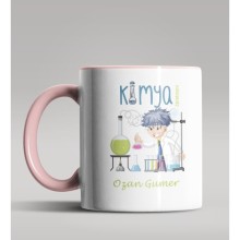 Kişiye Özel Kimya Öğretmeni Tasarım Pembe Renk Kupa Bardak 6