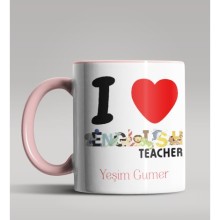 Kişiye Özel İngilizce Öğretmeni Temalı Pembe Renk Kupa Bardak 2
