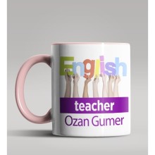 Kişiye Özel İngilizce Öğretmeni Tasarımlı Pembe Renk Kupa Bardak