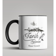 Kişiye Özel Tarih Öğretmeni Tasarımlı Siyah Renk Kupa Bardak 5