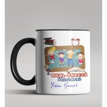 Kişiye Özel Okul Öncesi Öğretmeni Tasarımlı Siyah Renk Kupa 3