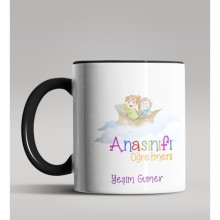 Kişiye Özel Anaokulu Öğretmeni Tasarımlı Siyah Renk Kupa Bardak 2