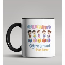 Kişiye Özel Sınıf Öğretmeni Tasarımlı Siyah Renk Kupa Bardak 16