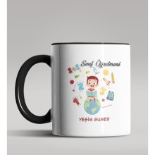 Kişiye Özel Sınıf Öğretmeni Tasarımlı Siyah Renk Kupa Bardak 10