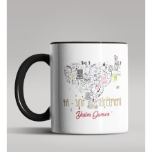 Kişiye Özel X Sınıf Öğretmeni Tasarımlı Siyah Renk Kupa Bardak