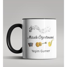 Kişiye Özel Müzik Öğretmeni Tasarımlı Siyah Renk Kupa Bardak 8
