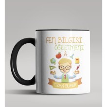 Kişiye Özel Fen Bilgisi Öğretmeni Tasarımlı Siyah Renk Kupa 5