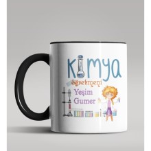 Kişiye Özel Kimya Öğretmeni Temalı Siyah Renk Kupa Bardak