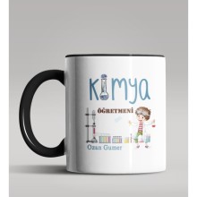 Kişiye Özel Kimya Öğretmeni Tasarım Siyah Renk Kupa Bardak 5