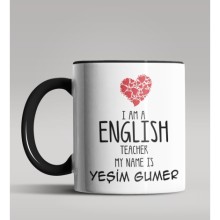 Kişiye Özel İngilizce Öğretmeni Tema Siyah Renk Kupa Bardak