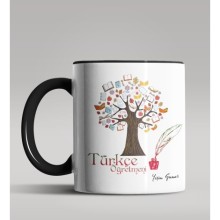 Kişiye Özel Türkçe Öğretmeni Tasarımlı Siyah Renk Kupa Bardak 2