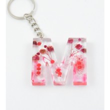 İsme Özel M Harfi Temalı Epoksi Anahtarlık | Red Flower