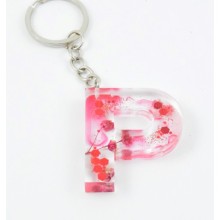 İsme Özel P Harfi Temalı Epoksi Anahtarlık | Red Flower