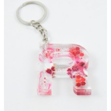 İsme Özel R Harfi Temalı Epoksi Anahtarlık | Red Flower