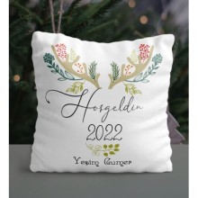 Kişiye Özel Hoş Geldin 2022 Tasarımlı Saten Kare Yastık