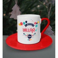 Kişiye Özel Yeni Yıl Temalı Kırmızı Kahve Fincanı 7