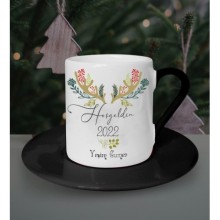 Kişiye Özel Hoş Geldin 2022 Tasarımlı Siyah Kahve Fincanı