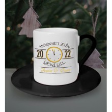 Kişiye Özel Yeni Yıl Temalı Siyah Kahve Fincanı 3