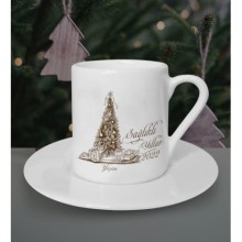 Kişiye Özel Sağlıklı Yıllar 2022 Tasarımlı Beyaz Kahve Fincanı