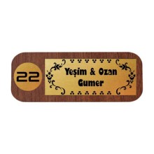 Kişiye Özel Ev Kapısı İcon Temalı Ahşap Kapı İsimliği | Ceviz - Model 1