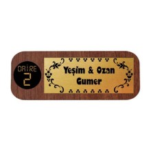 Kişiye Özel Ev Kapısı İcon Tema Ahşap Kapı İsimliği | Ceviz - Model 2