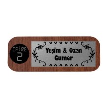 Kişiye Özel Ev Kapısı İcon Tema Ahşap Kapı İsimliği | Ceviz - Model 2