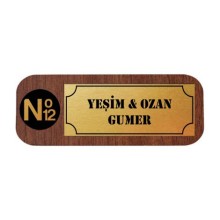 Kişiye Özel Ev Kapısı - İcon Tasarımlı Ahşap Kapı İsimliği - Model 2