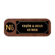 Kişiye Özel Ev Kapısı - İcon Tasarımlı Ahşap Kapı İsimliği - Model 3