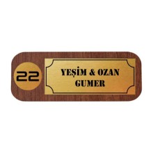 Kişiye Özel Ev Kapısı - İcon 2 Tasarımlı Ahşap Kapı İsimliği - Model 1