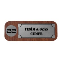 Kişiye Özel Ev Kapısı - İcon 2 Tasarımlı Ahşap Kapı İsimliği - Model 1